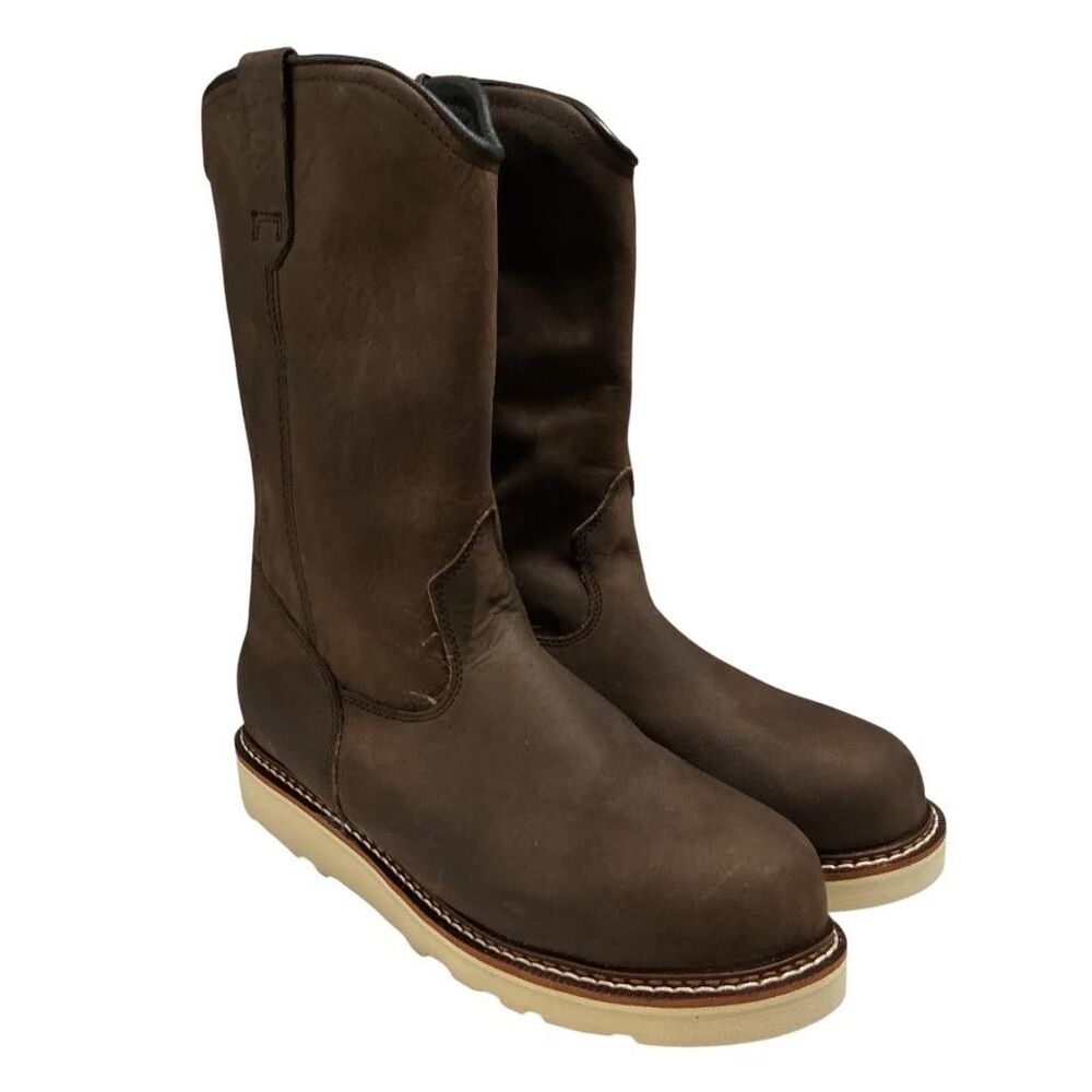 Red Wing Mens Pull On Steel Toe Work Boots 9D Brown Pecos Slip Oil Resistant NEW